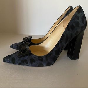 Kate Spade New York sz 8.5 ‘Leena’ Suede Leopard Bow Pumps